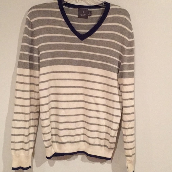 Hawkings McGill Striped V-Neck Jumper/Sweater - Picture 1 of 5
